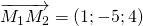 overrightarrow{M_1M_2}=(1;-5;4)