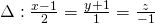 \Delta :\frac{x-1}{2}=\frac{y+1}{1}=\frac{z}{-1}