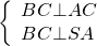 left{ begin{array}{l} BC bot AC\ BC bot SA end{array} right.