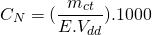 [{C_N} = (frac{{{m_{ct}}}}{{E.{V_{dd}}}}).1000]