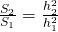 frac{S_2}{S_1}=frac{h_2^2}{h_1^2}