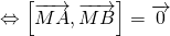 \Leftrightarrow \left[ {\overrightarrow{MA},\overrightarrow{MB}} \right] =\overrightarrow{0}