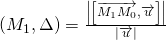 (M_1, \Delta)=\frac{\left| {\left[ {\overrightarrow{M_1M_0},\overrightarrow{u}} \right]} \right|}{|\overrightarrow{u}|}